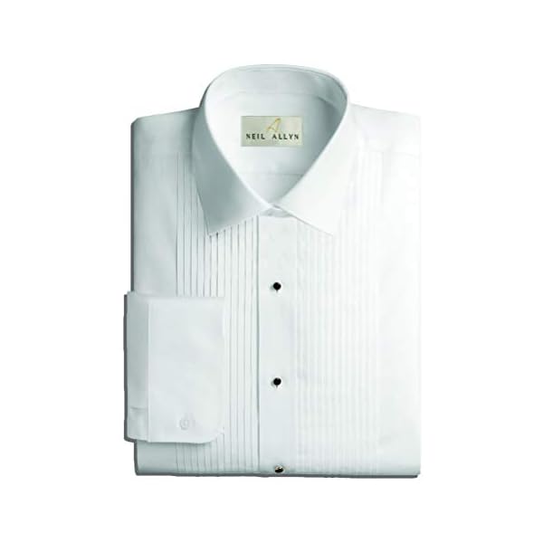 Mens Tuxedo Shirt Poly/Cotton Laydown Collar 1/4 Inch Pleat