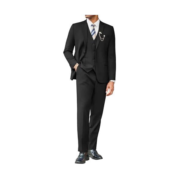 Men's 3 Pieces Suits Classic Fit 2 Buttons Dress Suit Set Wedding Business Dinner Prom Jacket Vest Pants
