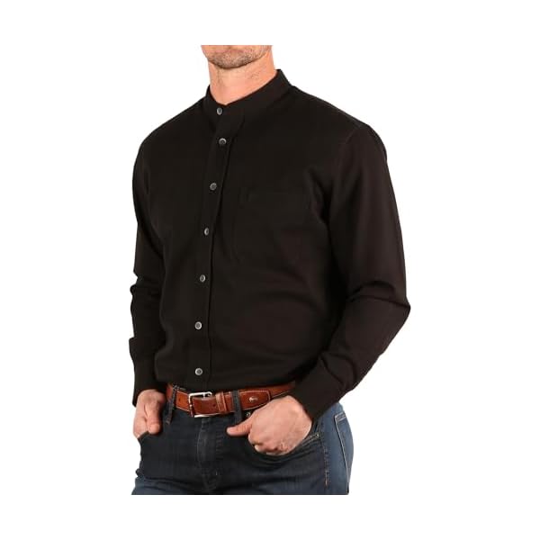 Traditional Irish Grandfather Shirt, Men's Casual Long Sleeve Button Down Collarless Dress Shirt