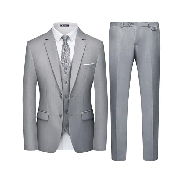 Men's 3 Piece Slim Fit Suit Set Two Button Blazer Jacket Vest Pants Tuxedo Set for Party, Wedding and Business