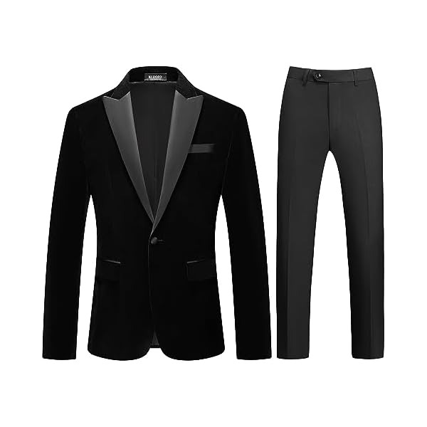 Mens Velvet Suits 2 Piece Slim Fit for Men Tuxedo Blazer Peaked Lapel One Button Wedding Dinner Jacket & Pants Suits