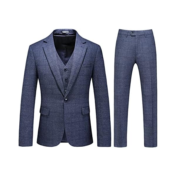 Mens 3 Piece Suits Slim Fit Tweed Suit Plaid Slim Fit Suits for Men One Button Suit Tuxedo Set