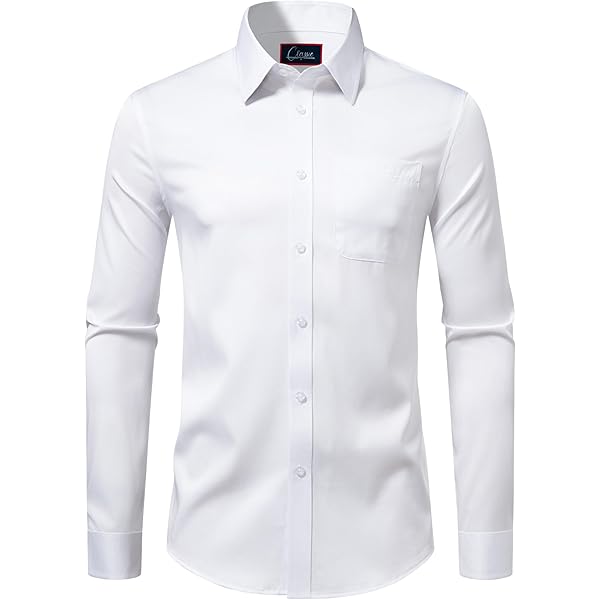 Mens Dress Shirts Stretch Long Sleeve Solid Button Down Shirts Casual Business Regular Fit Shirts with Pocket