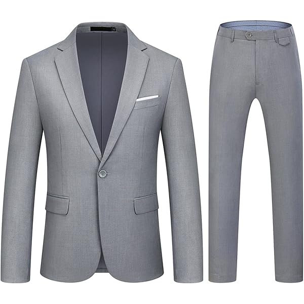Mens Suits 2 Piece Slim Fit Casual One Button Solid Suits for Mens Business Wedding Party Jacket Blazer & Pants Set