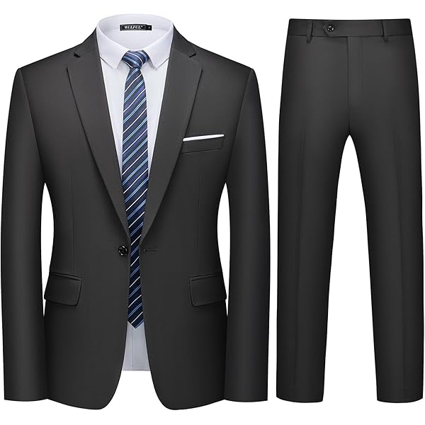 Men's 2 Piece Slim Fit Suit Set One Button Blazer Jacket Pants Tuxedo Set for Party, Wedding and Business