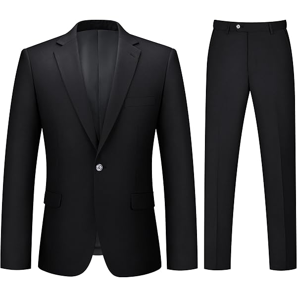 Mens Suit 2 Piece Suits for Men One Button Slim Fit Solid Jacket & Pants Tuxedo Set Business Wedding Party